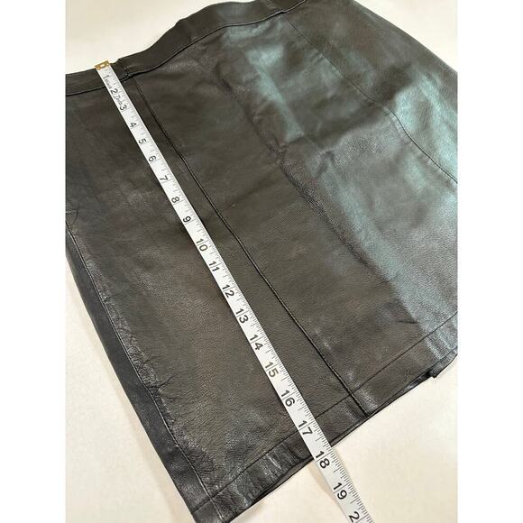 VTG 100% Leather Skirt USA Extreme Biker Black Size 9/10 Goth Festival EDM Rock - Picture 3 of 11